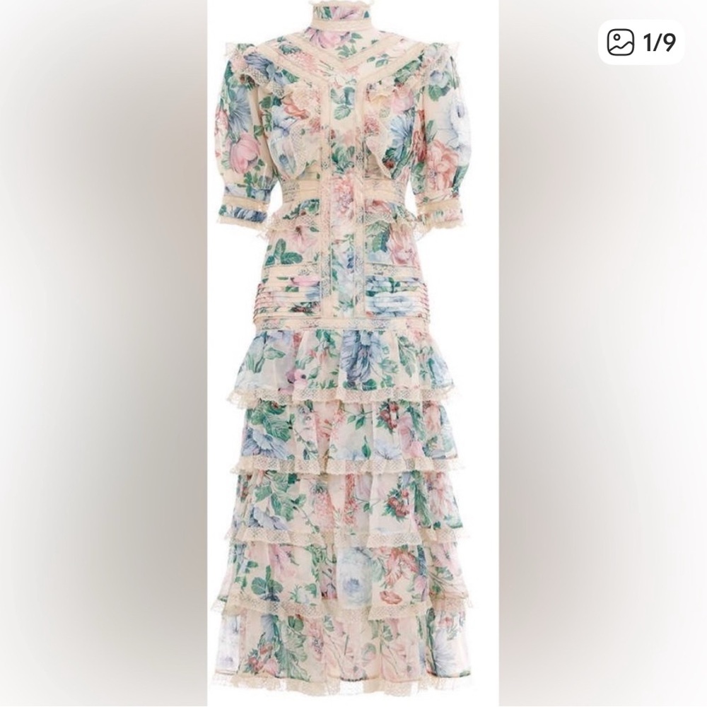 Zimmermann Multicolor Floral Midi Dress size 1 - Picture 2 of 13